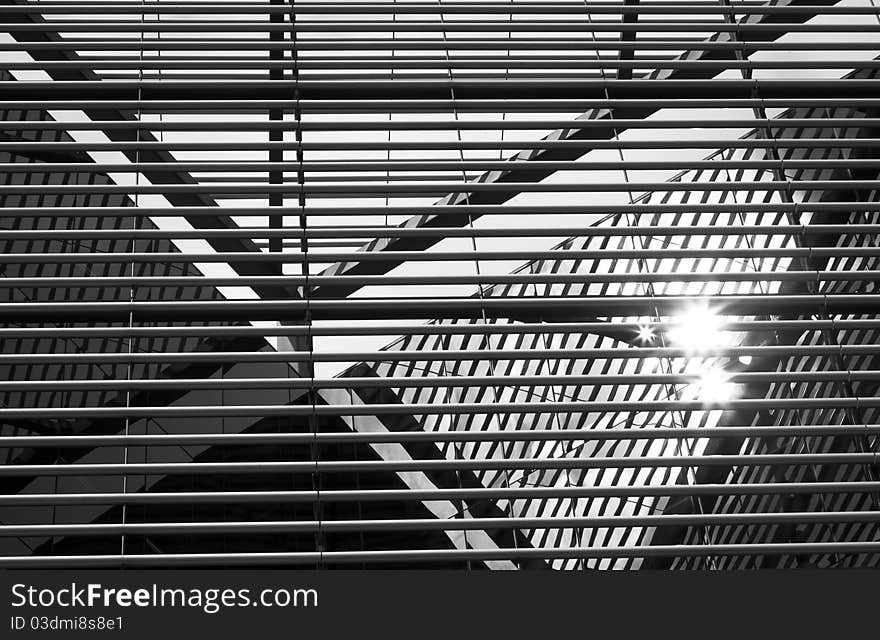 Metal and glass details of a building. Metal and glass details of a building