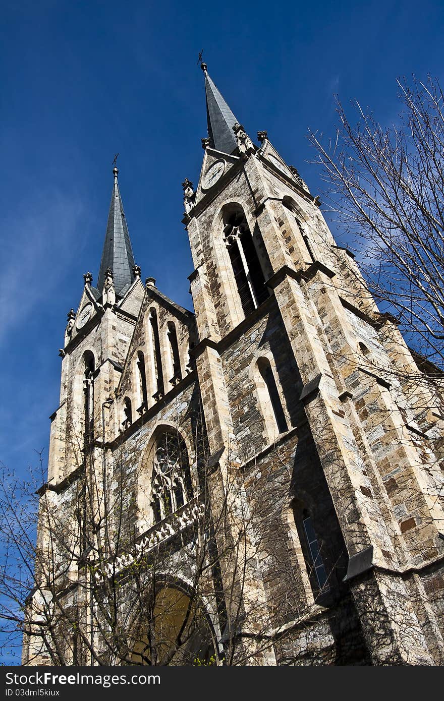 Austrian gothic church at the bavarian town of saint johan. Austrian gothic church at the bavarian town of saint johan