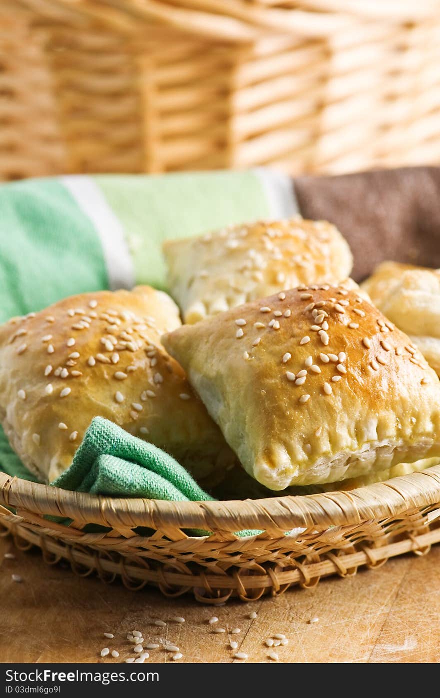 Three baking bun on plate closeup