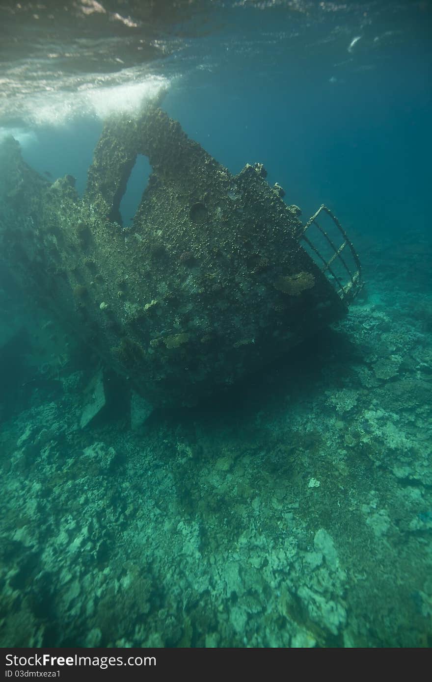 Wreck of the Kormoran in the strait of Tiran.