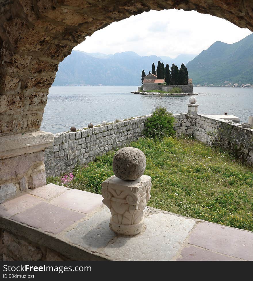 The old islands with church in Montenegro