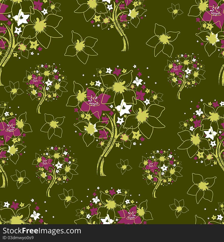 Vector seamless pattern from trees (From my big Seamless collection)