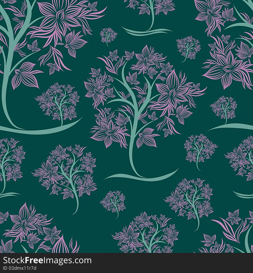 Vector seamless pattern from trees (From my big Seamless collection)