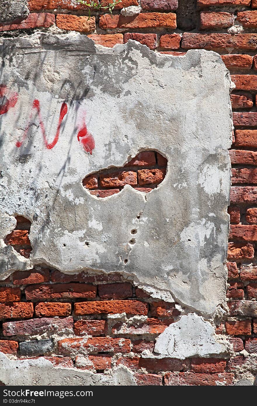 Fragment of traditional red brick wall, vertical. Fragment of traditional red brick wall, vertical