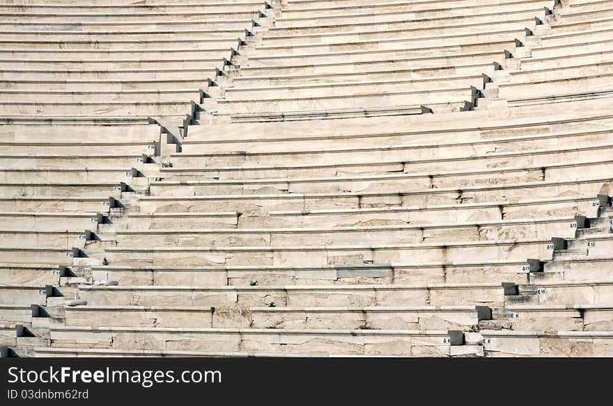 Ancient theater of Acropolis aka Odeon of Herodes Atticus. Theatre structure located on the south slope of the Acropolis of Athens, built in 161 AD by Herodes Atticus.