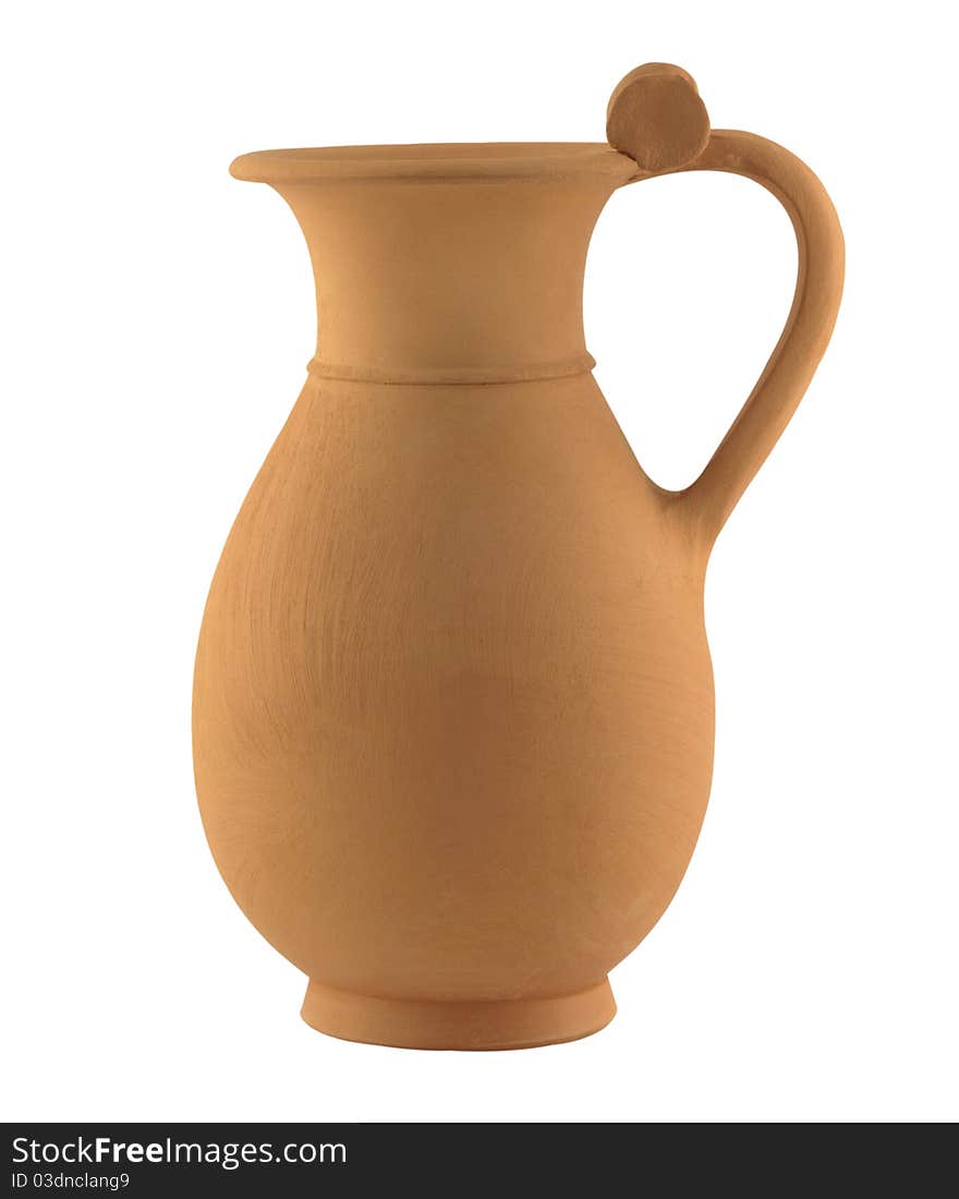 Clay jug isolated in white