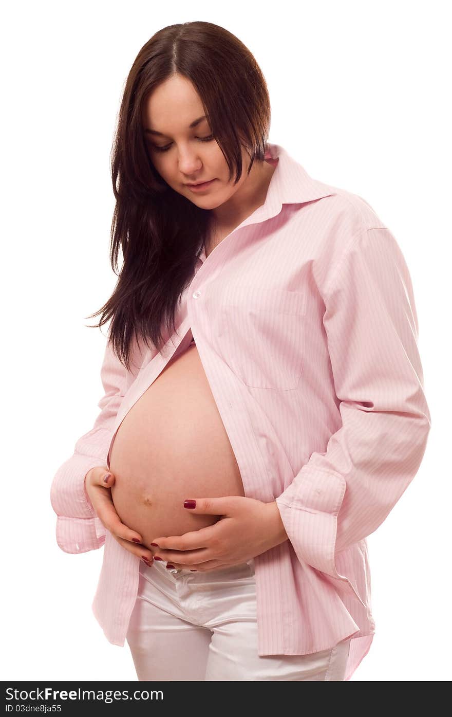 Portrait of joyful beautiful pregnant woman