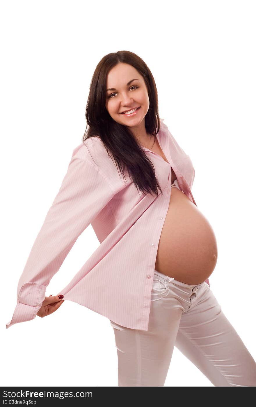 Portrait of joyful beautiful pregnant woman