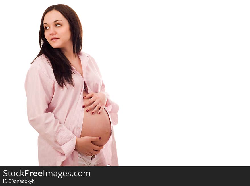 Portrait of joyful beautiful pregnant woman