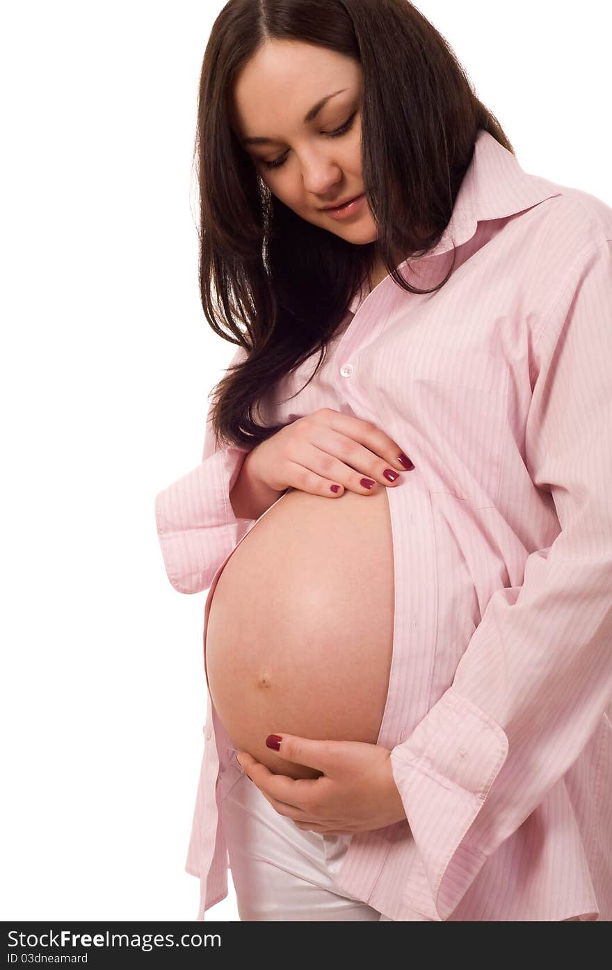 Portrait of joyful beautiful pregnant woman