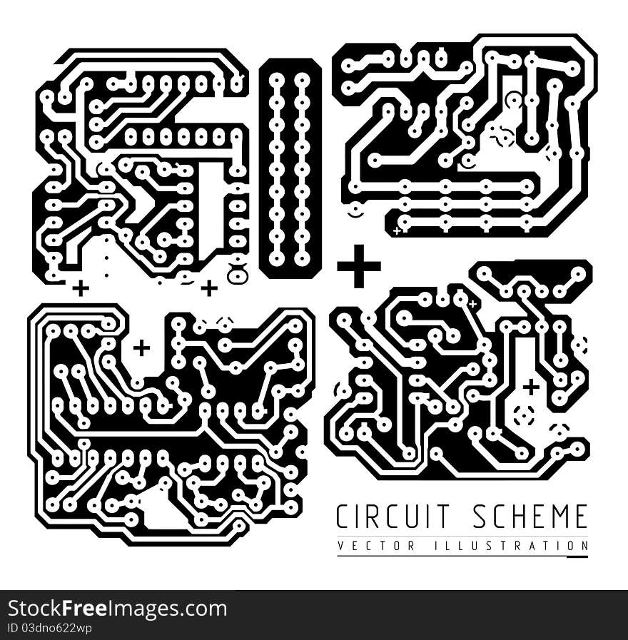 Printed circuit board  illustration isolated on white background