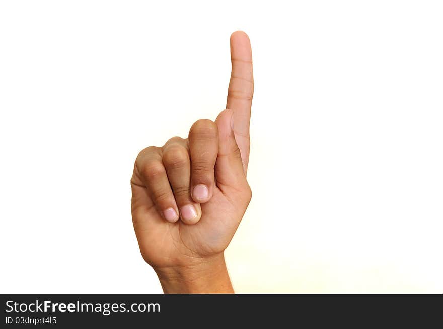 Arm and five fingers isolated on a white background