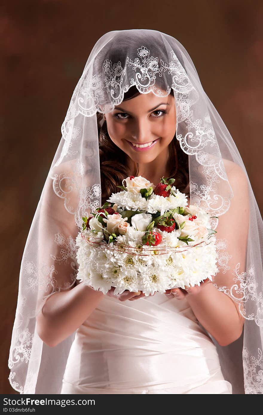 Young woman in a wedding dress. Young woman in a wedding dress