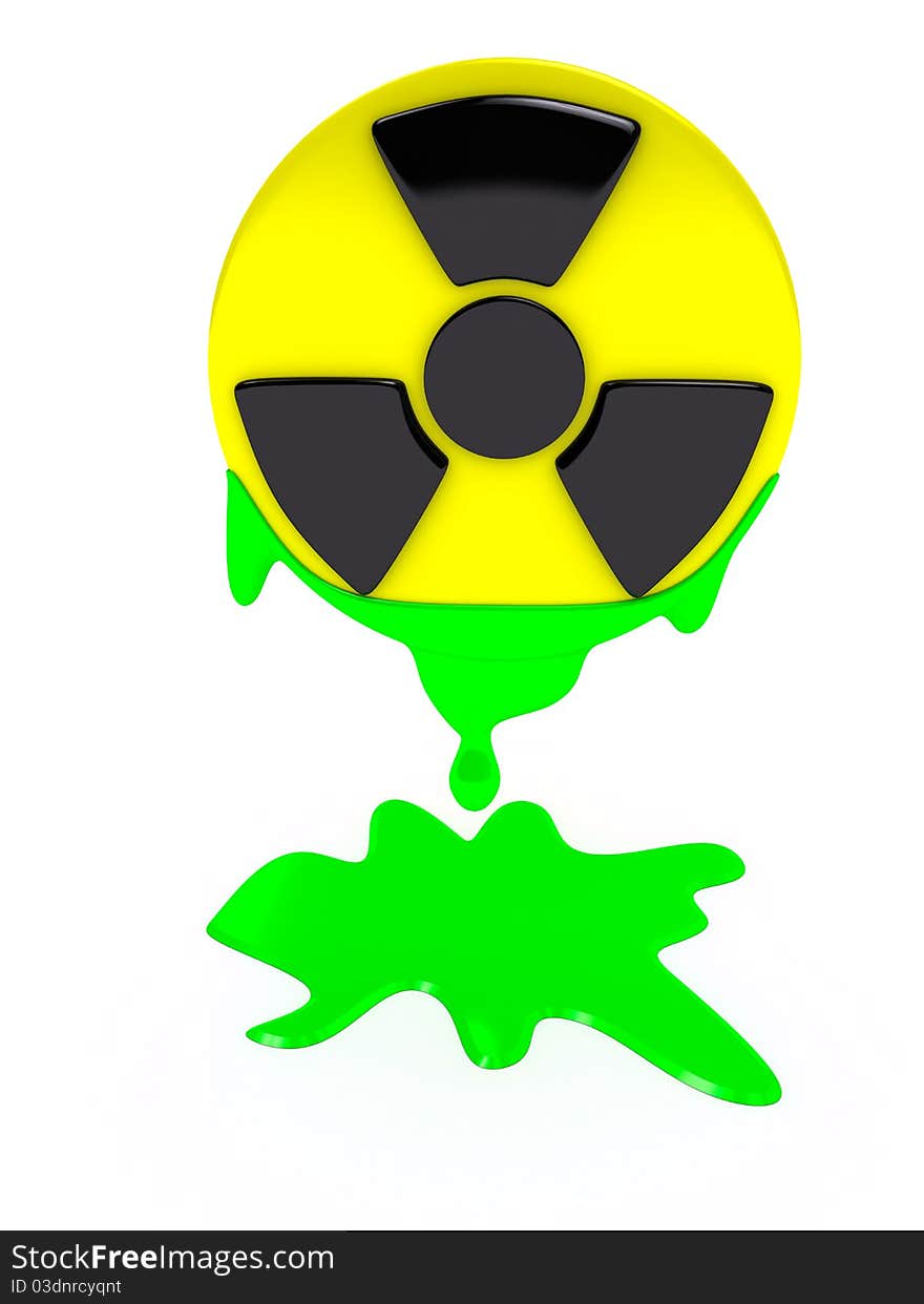 Radiation sign over white background. computer generated image