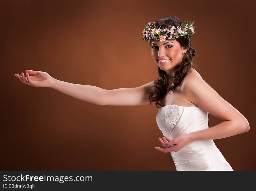 Young woman in a wedding dress. Young woman in a wedding dress