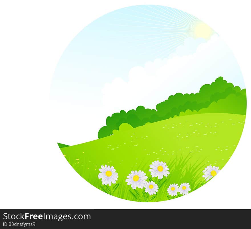 The  illustration contains the image of spring landscape