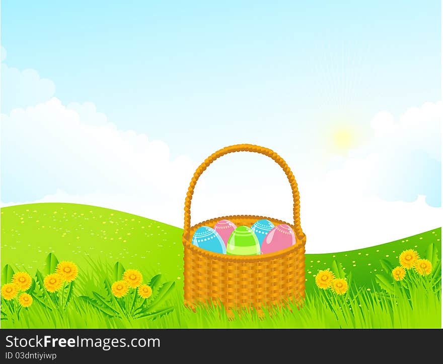 The vector illustration contains the image of spring landscape