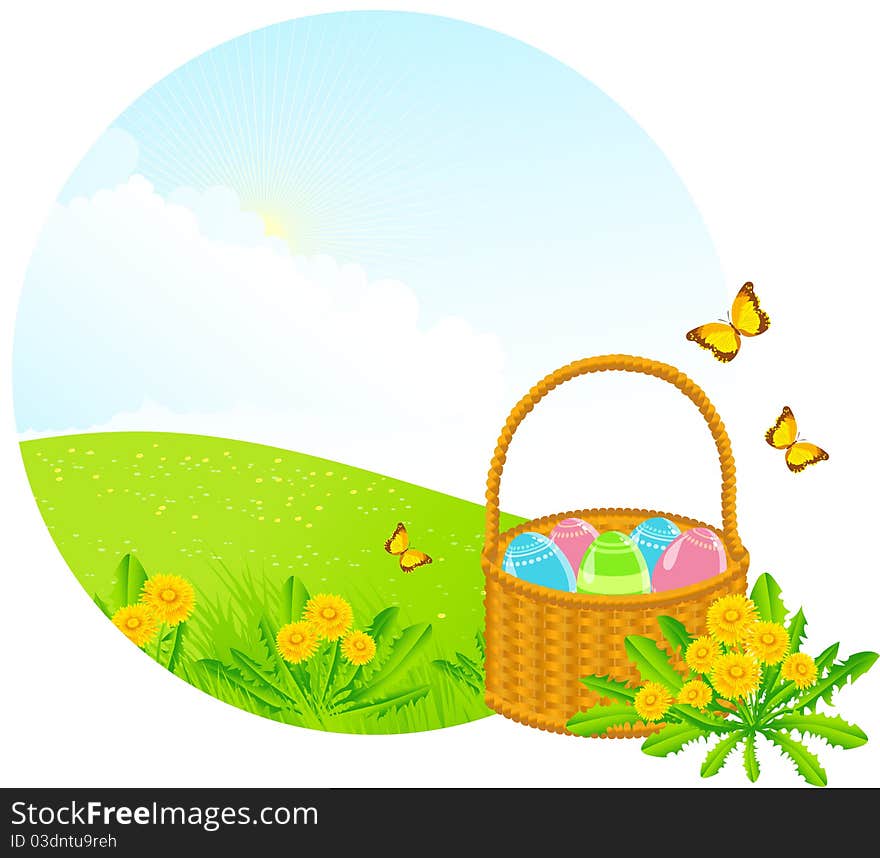 The vector illustration contains the image of spring landscape