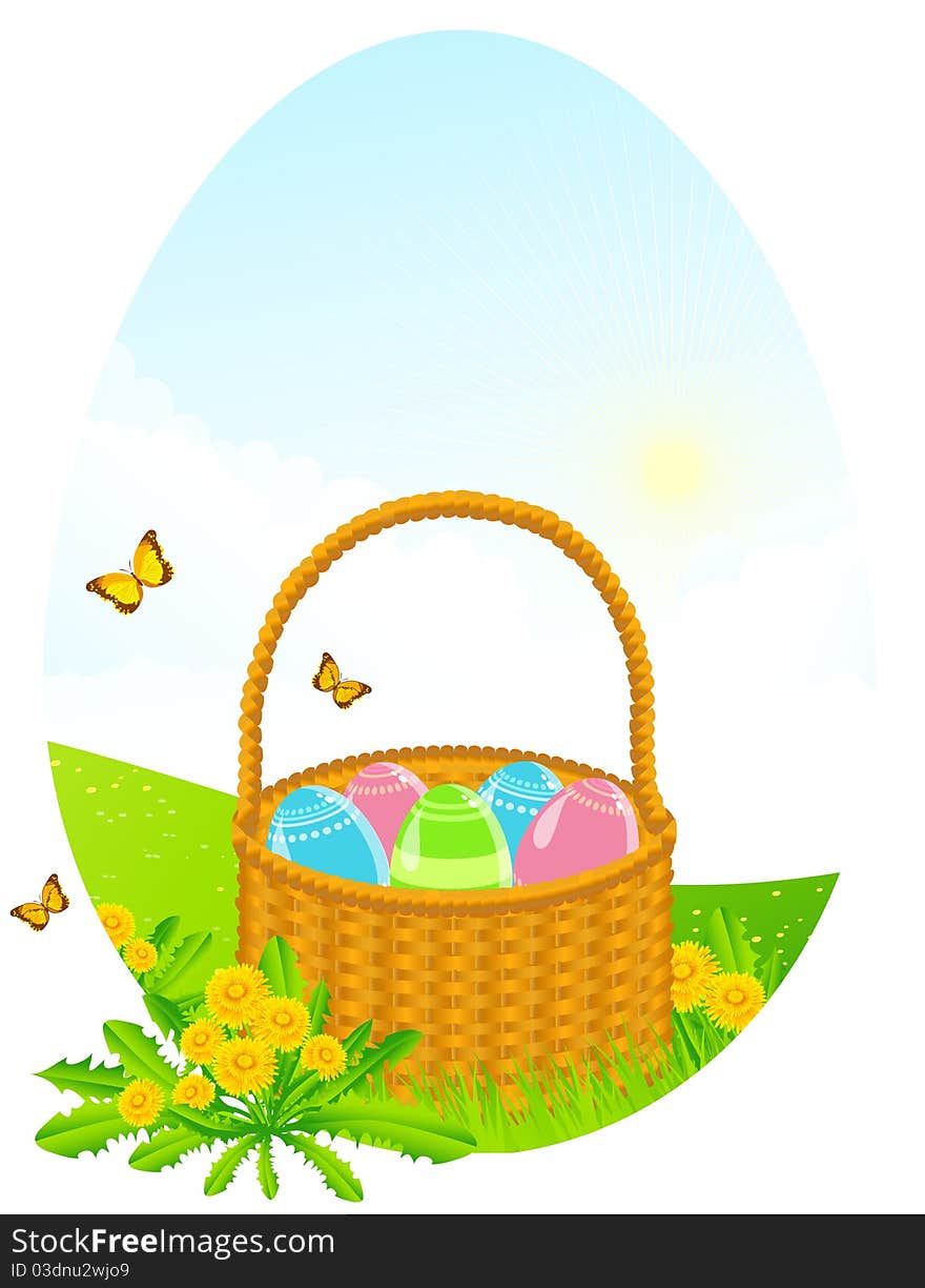 The vector illustration contains the image of spring landscape