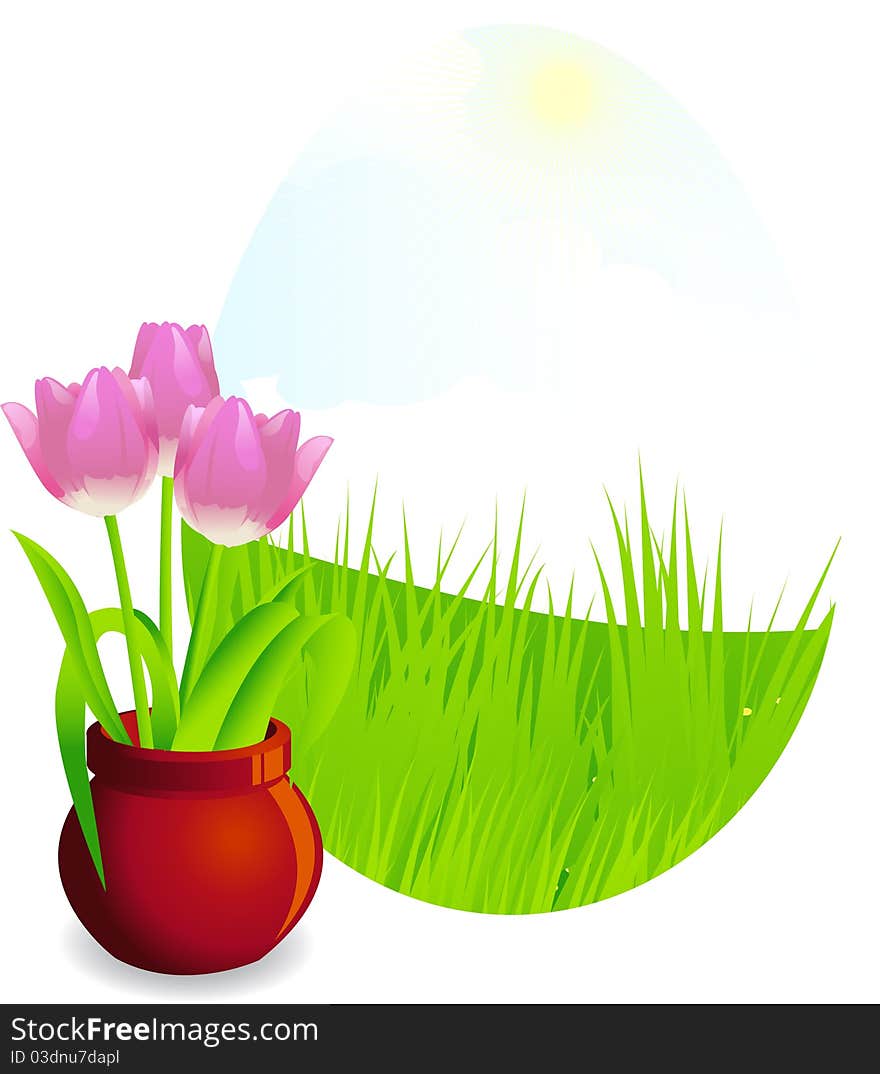 The vector illustration contains the image of spring landscape