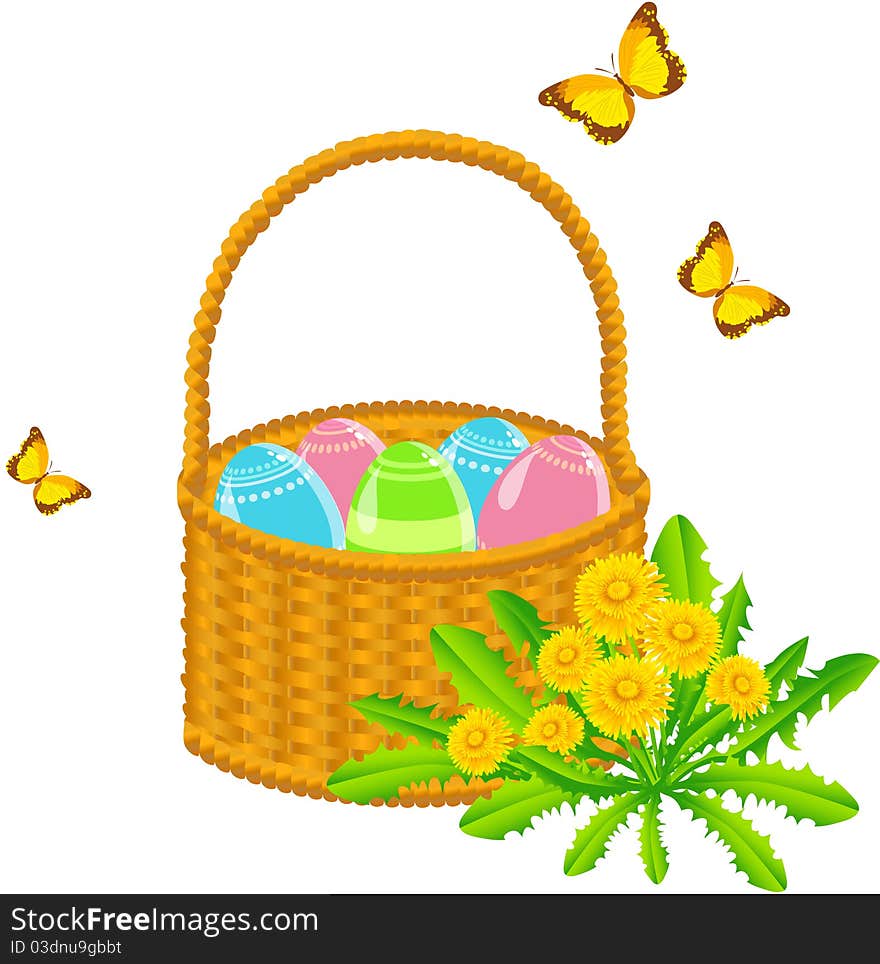 The vector illustration contains the image of Easter basket