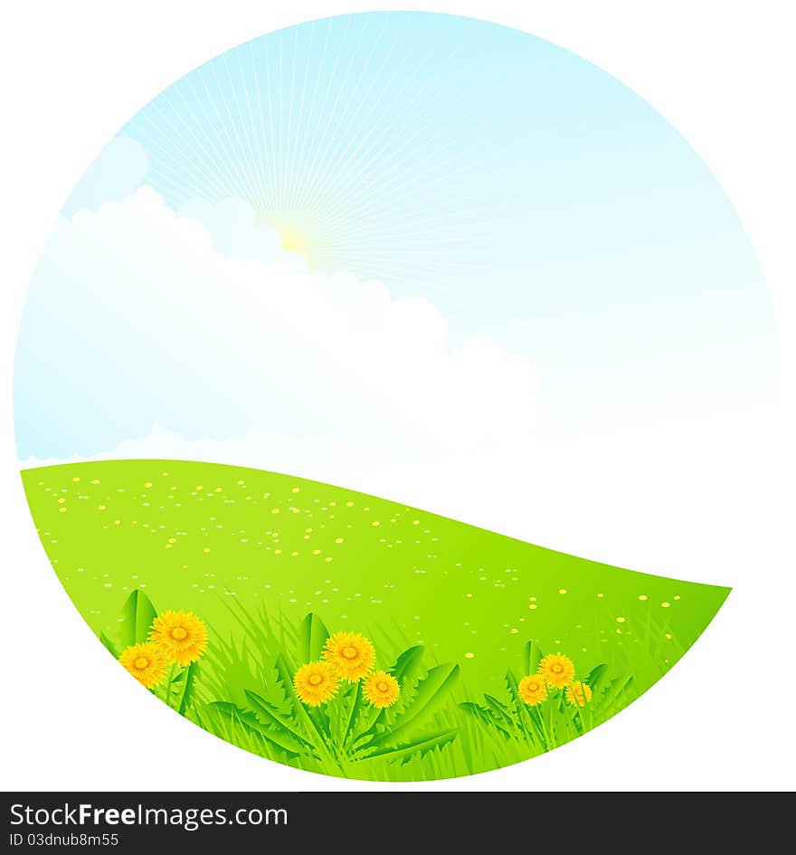 The illustration contains the image of spring landscape