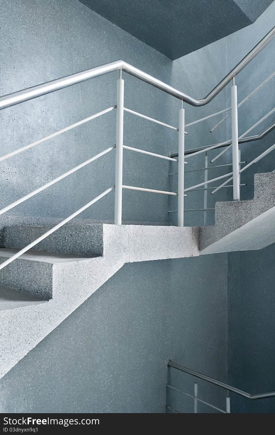 Modern building interior. Empty stairway.