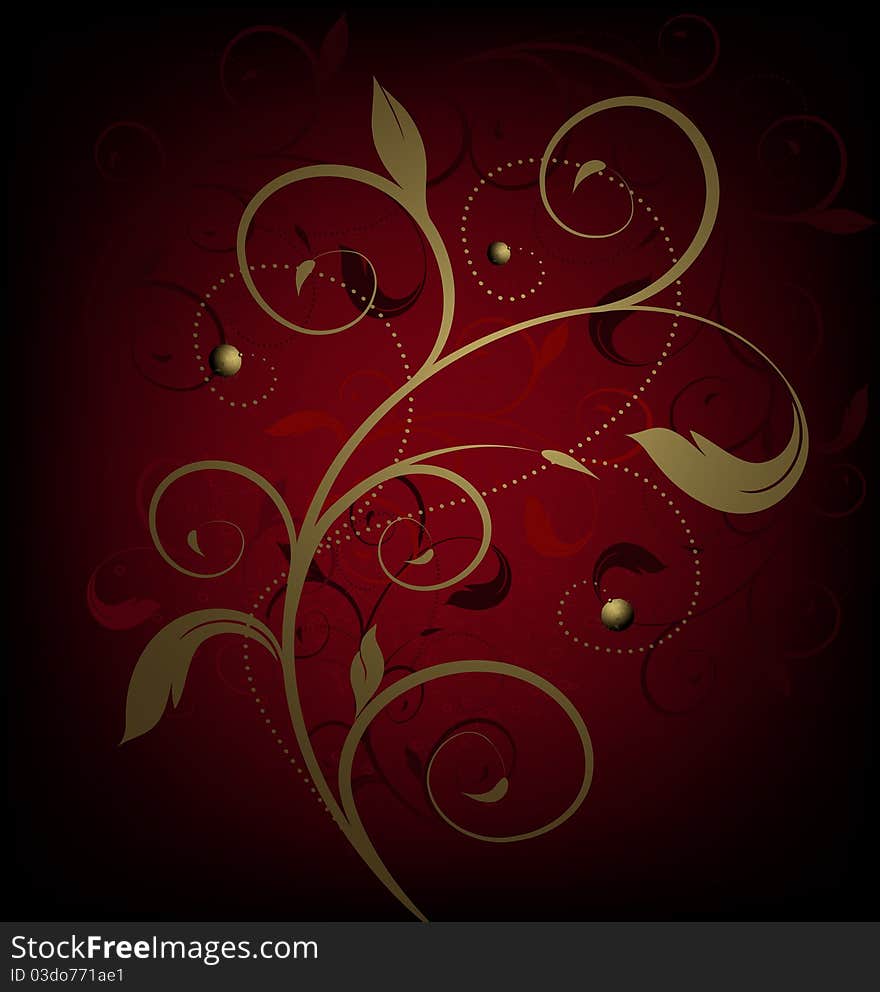 Floral red and gold beauty design background. Floral red and gold beauty design background