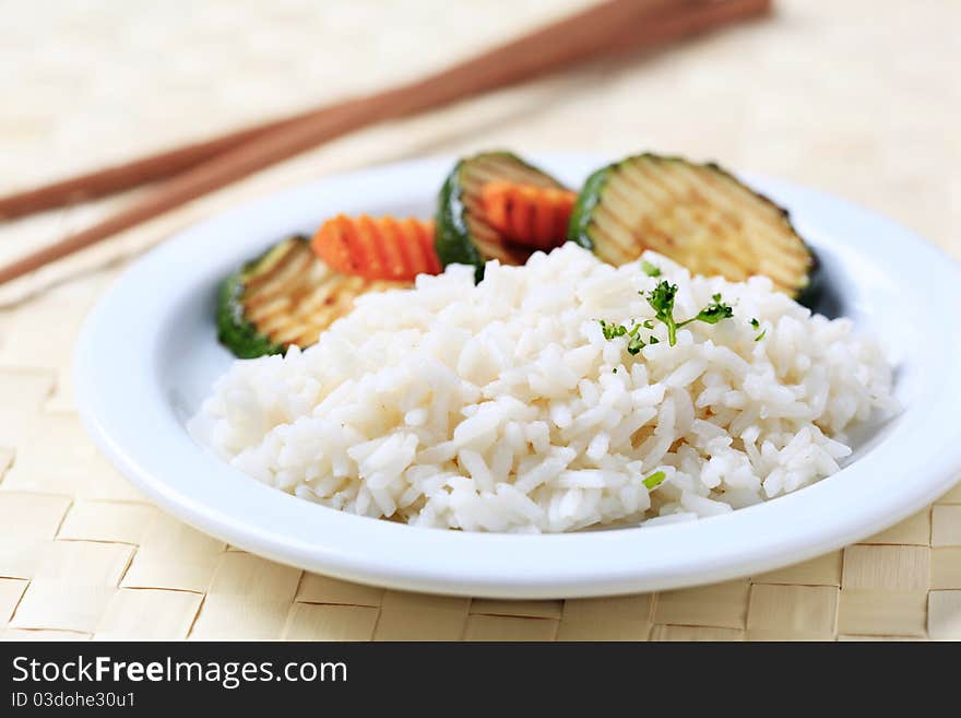 Grilled zucchini and rice