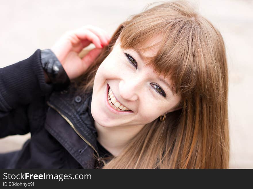 Pretty Smiling Girl Outdoor