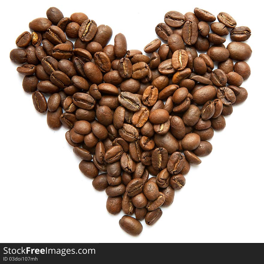 Heart Symbol Made From Coffee Beans