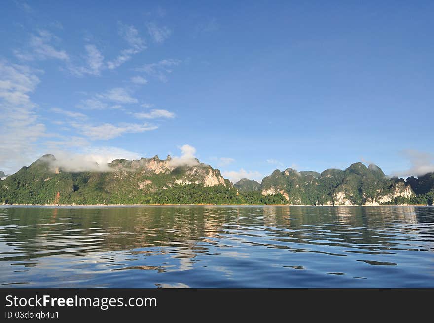 Beautiful limestone mountain with blue sky.