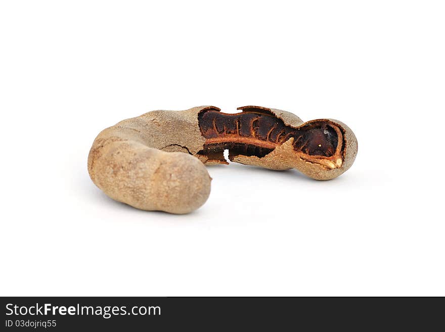 Sweet tamarind fruit on white background.