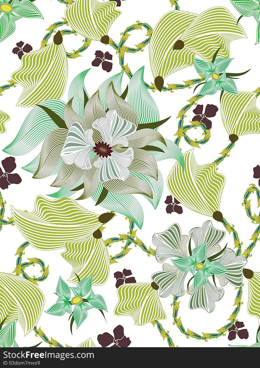 Seamless background with flowers and floral elements. Seamless background with flowers and floral elements