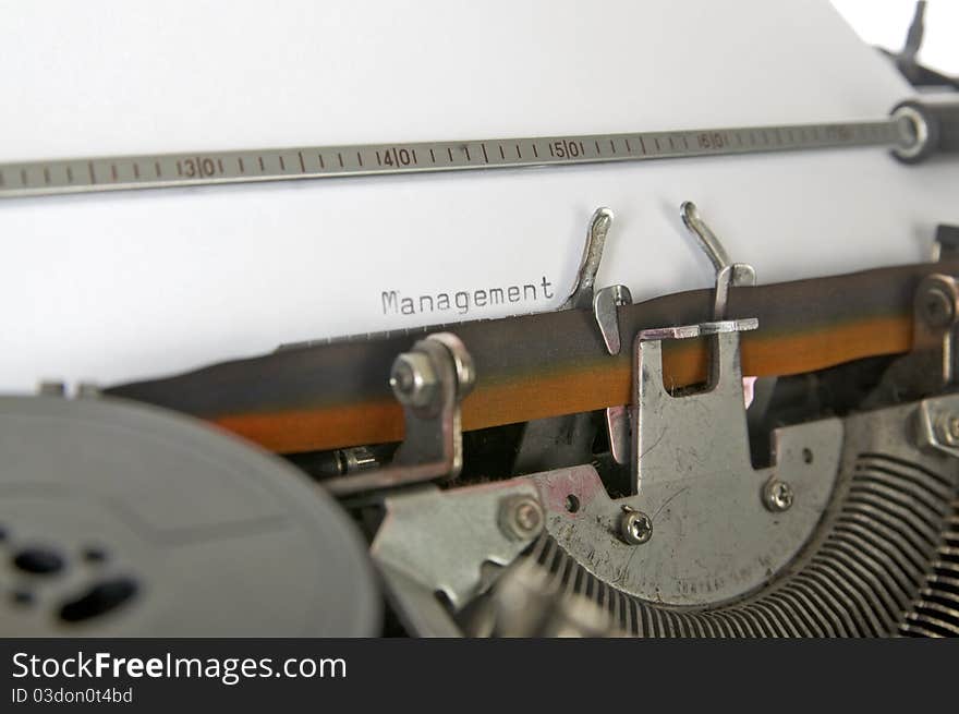 Typing management on the paper, type with typewriter