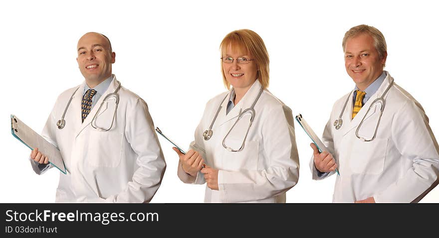 A group of hospital Doctors with clipboards