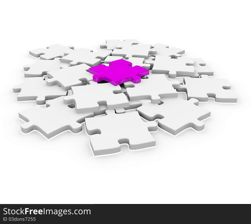 3d puzzle magenta white success connection piece business