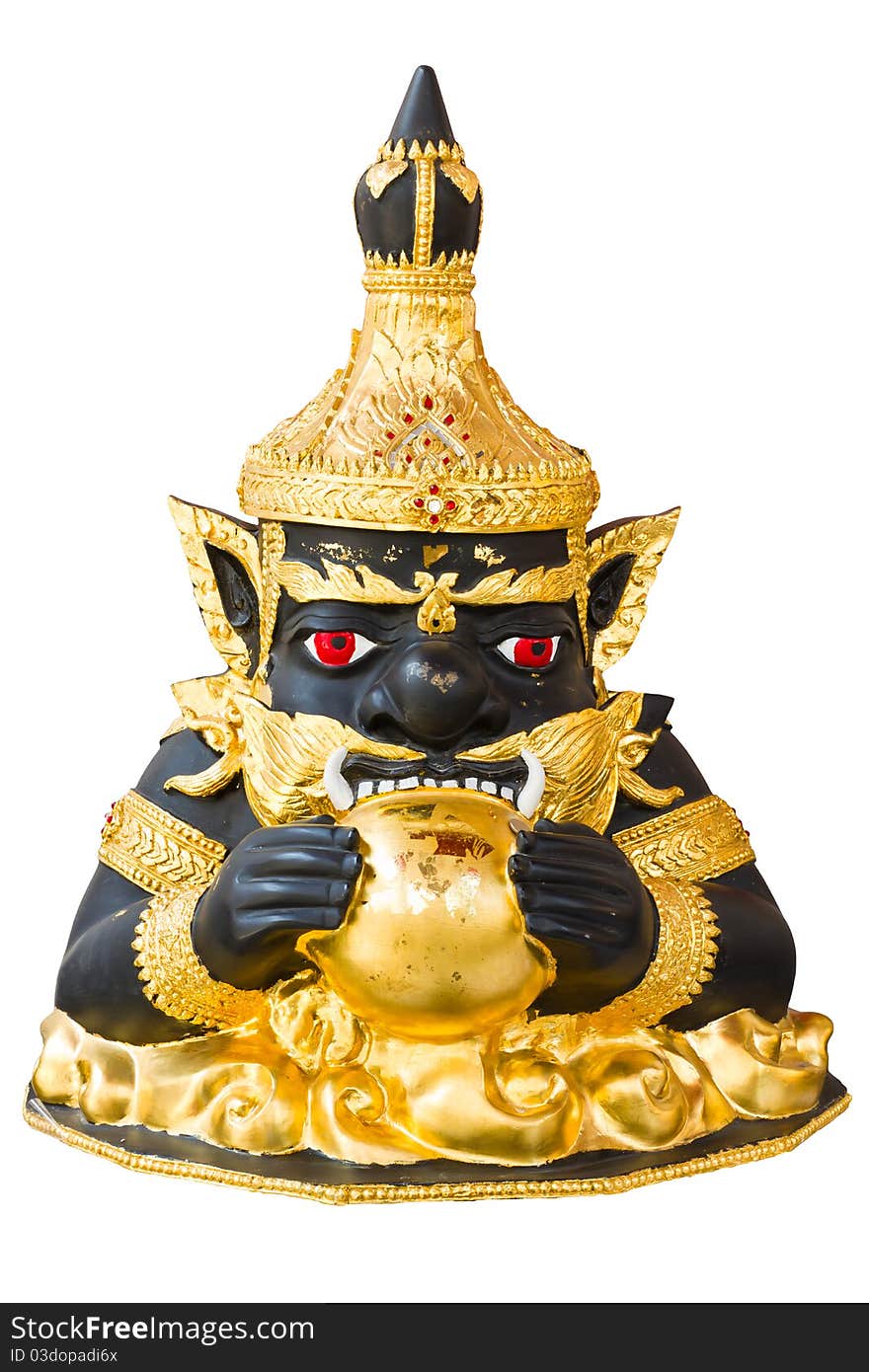 Thai black deity called Rahu, isolated on white background. Thai black deity called Rahu, isolated on white background