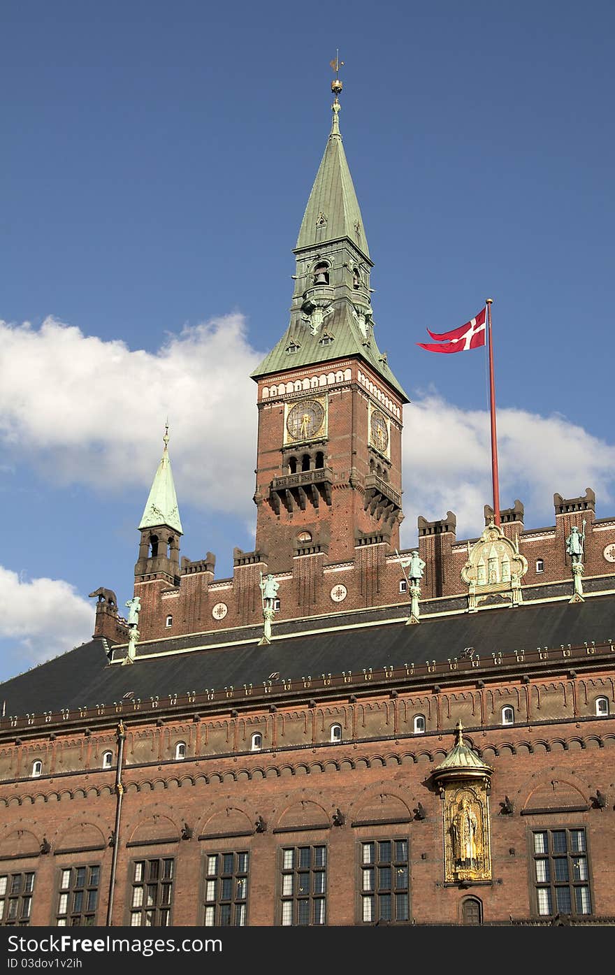 Copenhagen city Hall,Radhus Denmark clock tower