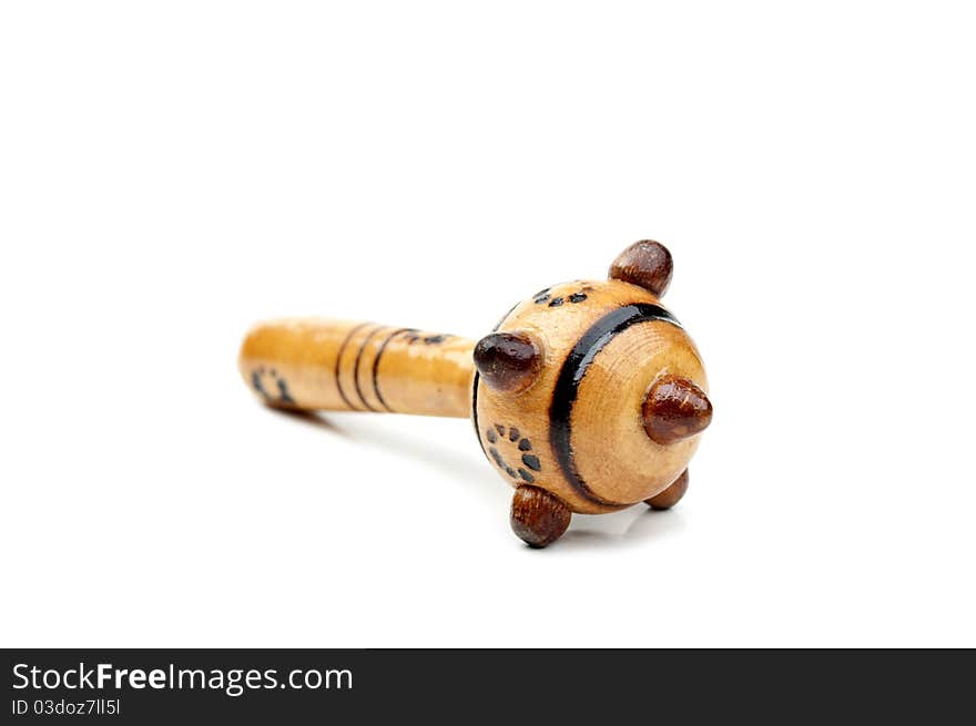 Wooden mace isolated on a white background