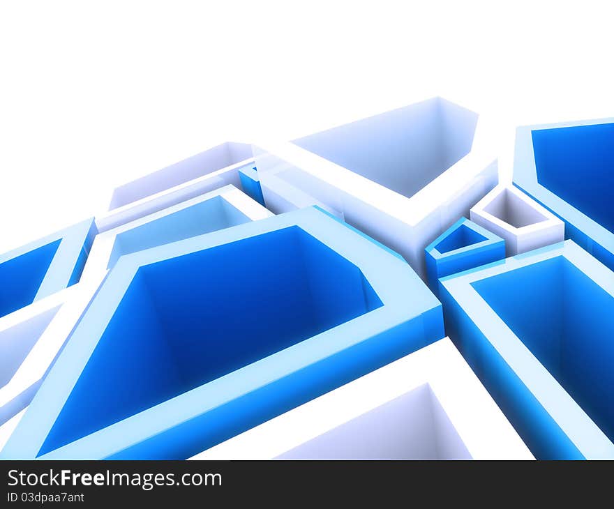 Abstract geometrical background with blue elements and copyspace