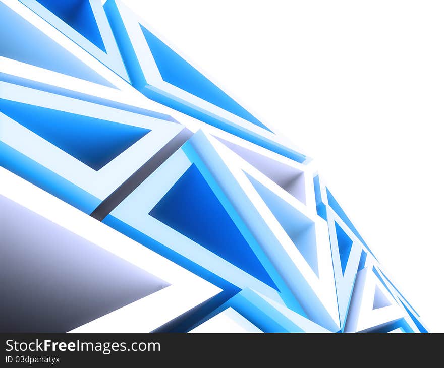 Abstract geometrical background with blue triangles and copyspace