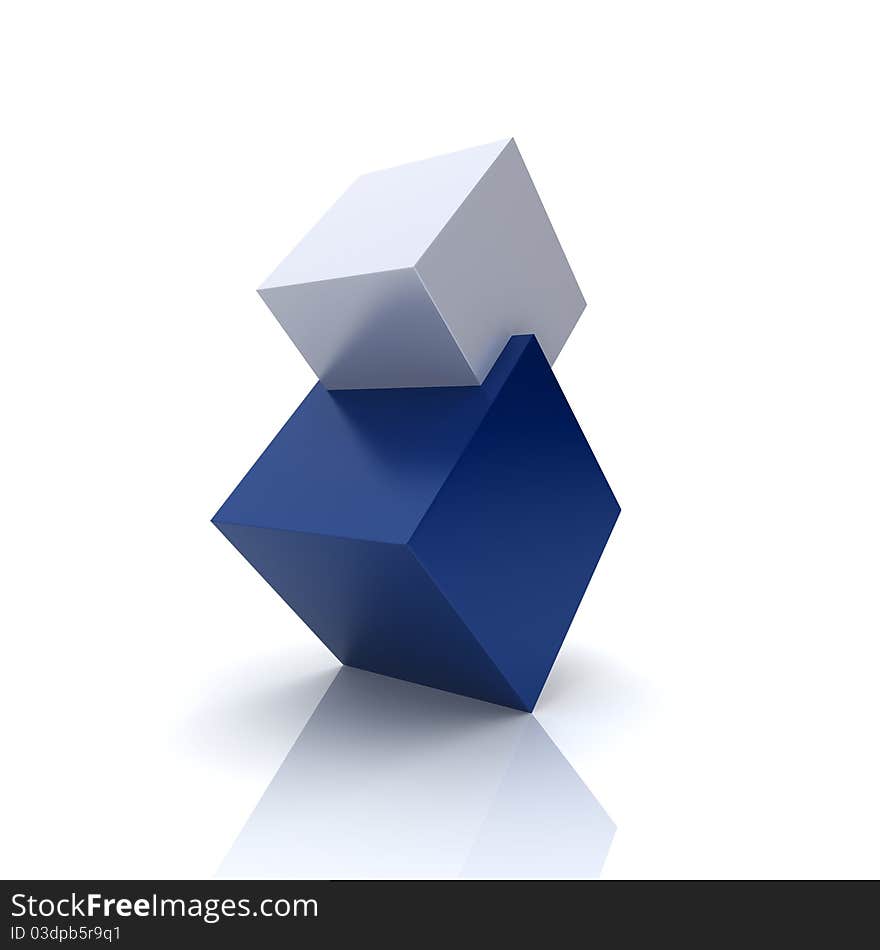 Concept of union with blue and silver cubes (blue collection)