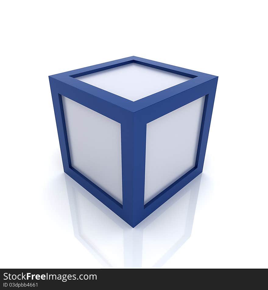 Silver cube with borders