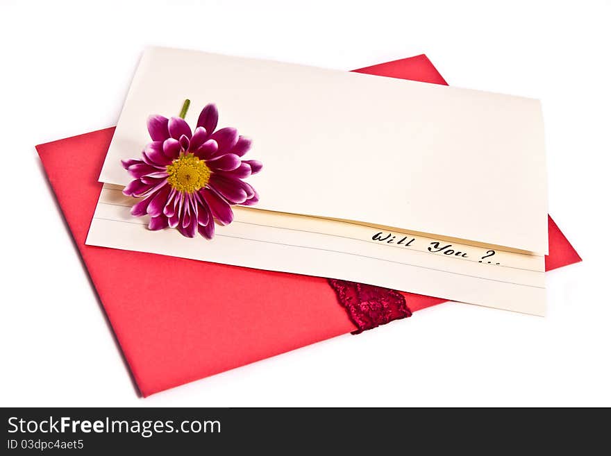 Proposal letter with a flower and red envelope