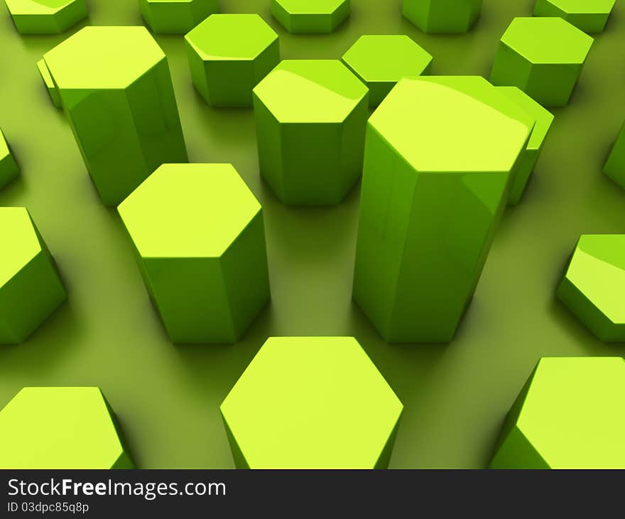 Abstract green background with statistic hexagons. Abstract green background with statistic hexagons