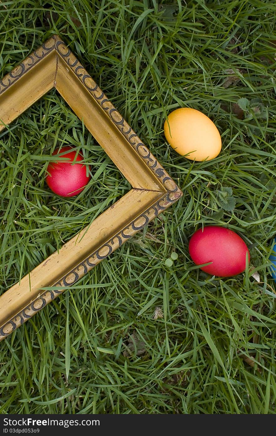 Colored eggs and frame