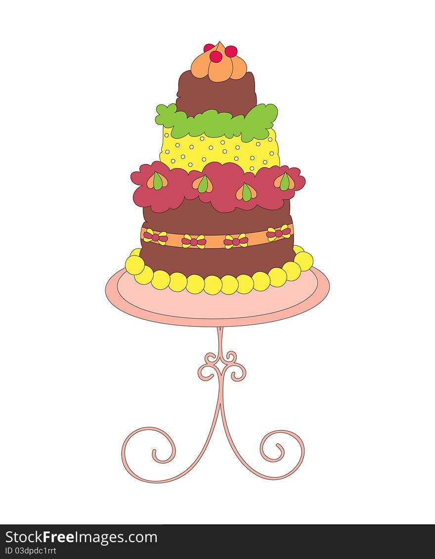 Hand drawn cute colorful cake