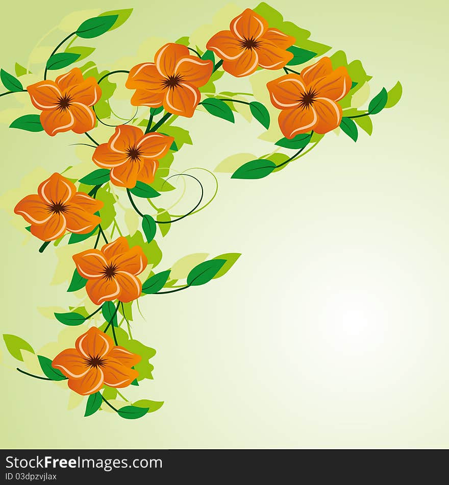 Abstract background with orange flowers