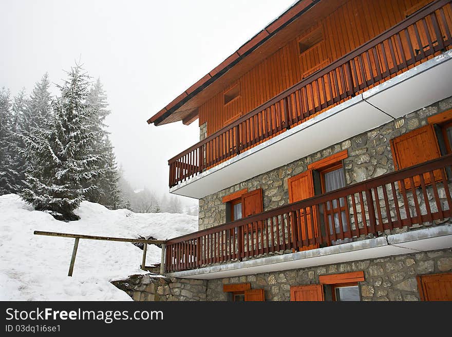 Wooden chalet in the French resort